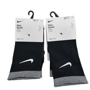 Nike Spark Crew Socks Womens Size 7.5-9 x 2 Black Dri-Fit Running Cushioned Gym